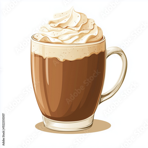 Hot chocolate in a mug with whipped cream, World Chocolate Day. photo
