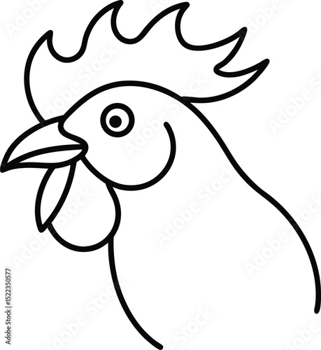 Rooster Head Line Art Simple and Elegant Poultry Illustration