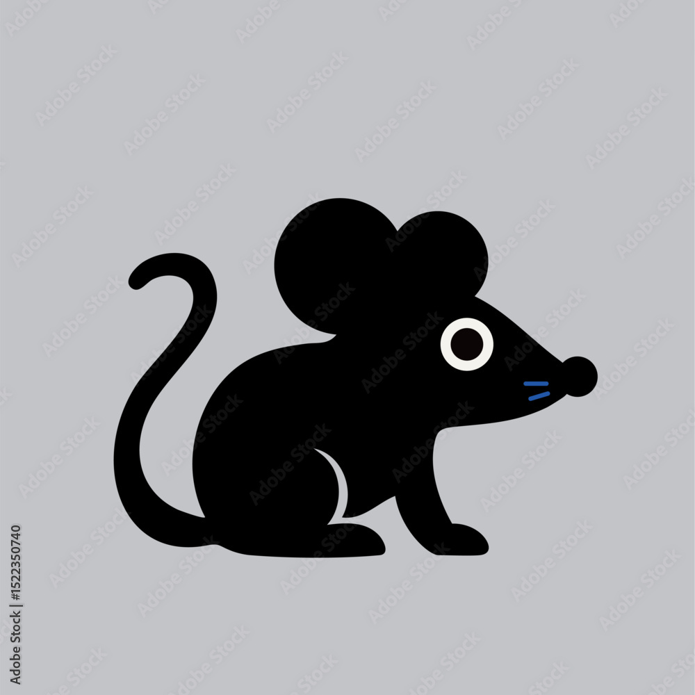 Fototapeta premium Cute vector mouse with big eyes, simple design, great for kids' projects and decor.