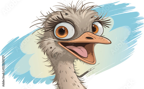 funny emu ostrich head cartoon vector.