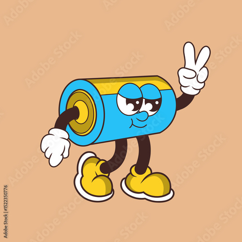 Retro character design of cool battery