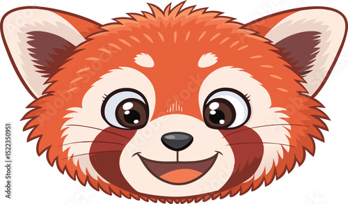 kawaii red panda head vector isolated on white background.