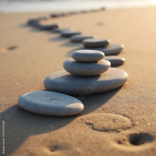 Zen Style Stones on Beach Sand photo