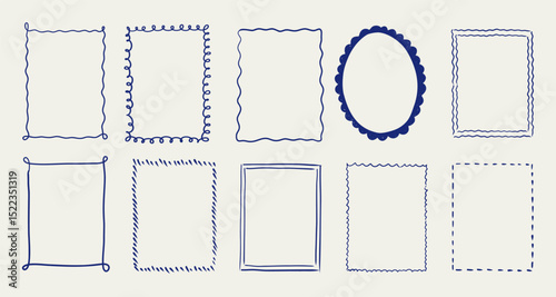 Stamp hand draw line ar frames for greeting card or wedding ivitation.