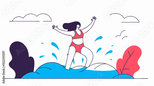 Beach swimwear Summer Festival Minimal Vector Roundish Flat