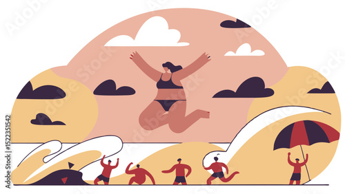 Beach swimwear Summer Festival Minimal Vector Roundish Flat