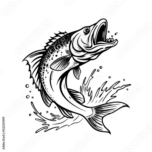 black and white fish vector