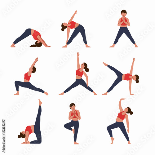 Woman yoga poses fitness exercise training wellness