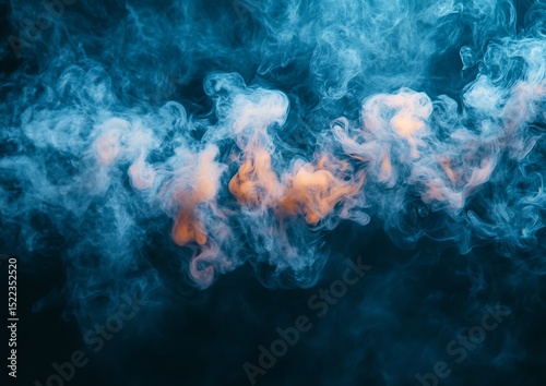 Abstract smoke swirls in blue and orange