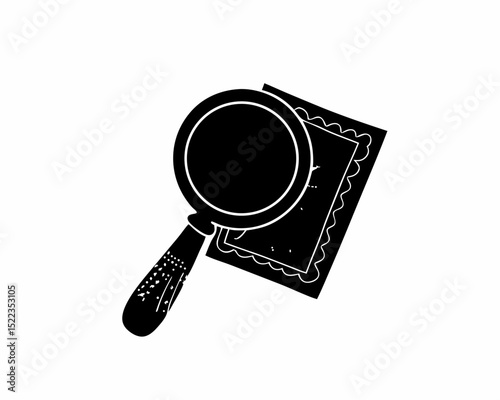 creative Silhouette simple Magnifying Glass over Document  Vector Illustration 