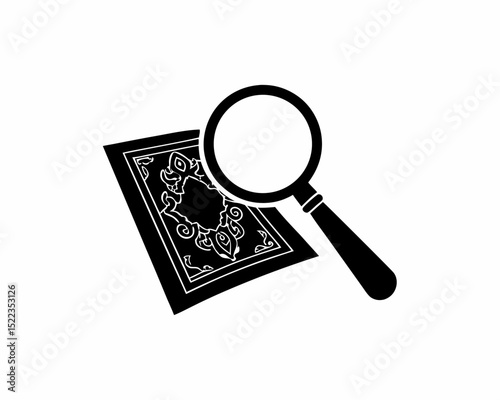 creative Silhouette simple Magnifying Glass over Document  Vector Illustration 