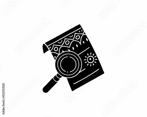 creative Silhouette simple Magnifying Glass over Document  Vector Illustration 