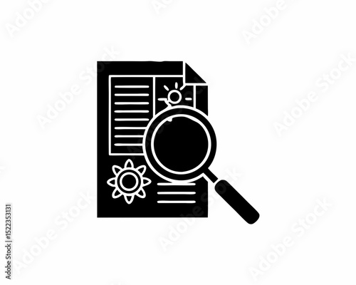 creative Silhouette simple Magnifying Glass over Document  Vector Illustration 