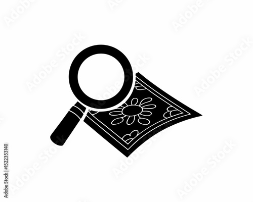 creative Silhouette simple Magnifying Glass over Document  Vector Illustration 