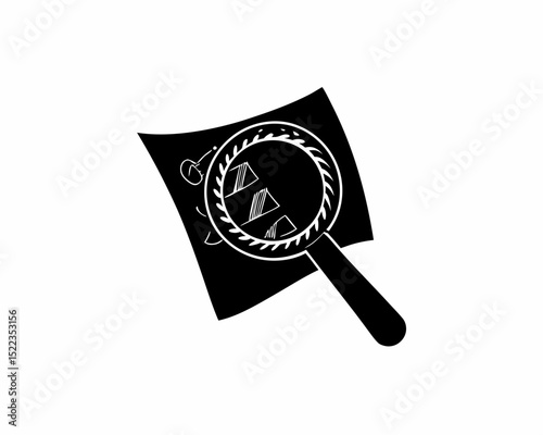 creative Silhouette simple Magnifying Glass over Document  Vector Illustration 