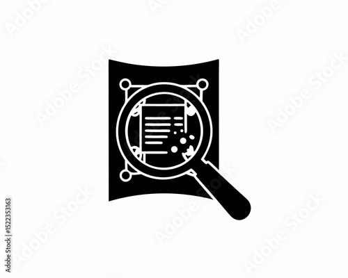 creative Silhouette simple Magnifying Glass over Document  Vector Illustration 