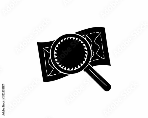 creative Silhouette simple Magnifying Glass over Document  Vector Illustration 