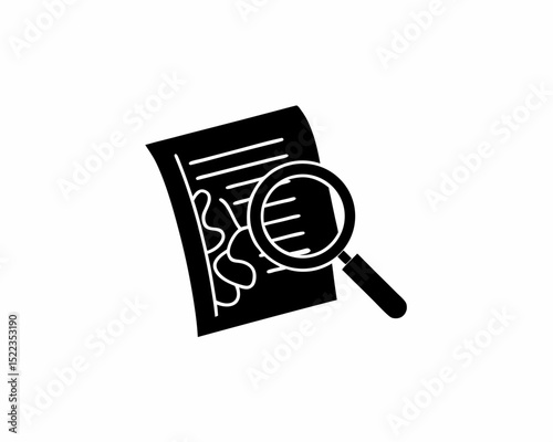 creative Silhouette simple Magnifying Glass over Document  Vector Illustration 