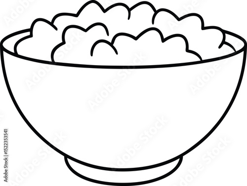 Simple Line Drawing of a Bowl of Oatmeal A Wholesome Breakfast Illustration