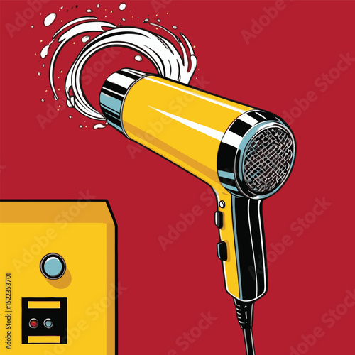 hair dryer vector comic style image for graphic design
