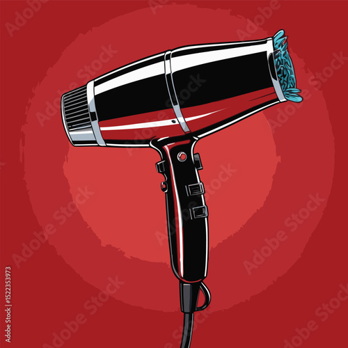 hair dryer vector comic style image for graphic design