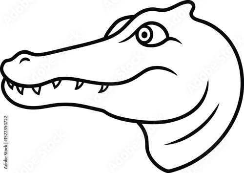 Alligator Head Line Art  Vector Illustration of a Reptilian Profile