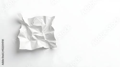 A crumpled sheet of white paper textured with soft shadows against a plain background.