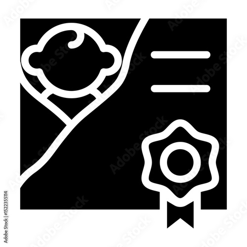 Birth Certificate Vector Glyph Icon Design