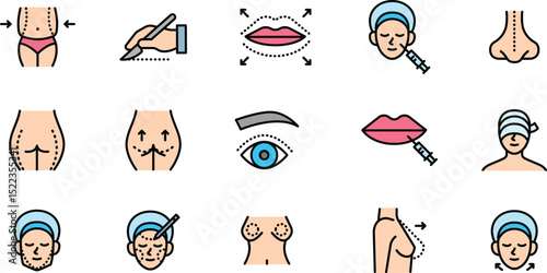 Icon collection of plastic surgery