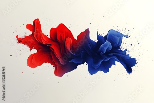 Abstract red and blue paint splatter