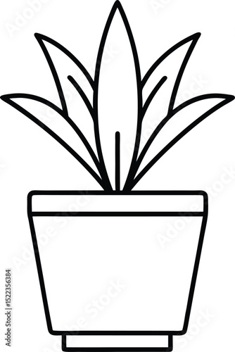 Potted Plant Line Art Simple, Elegant Houseplant Illustration