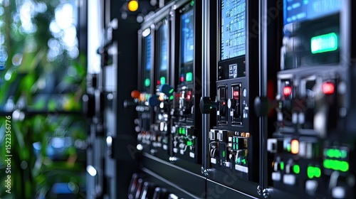 Control Room Display with Electronic Equipment and Monitoring Systems