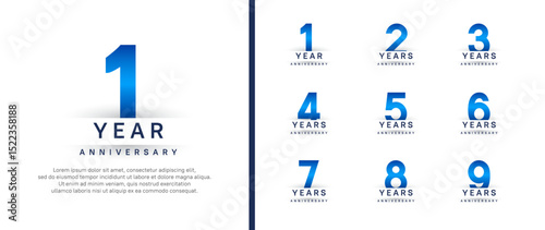 set of anniversary logo style. vector design blue color for celebration