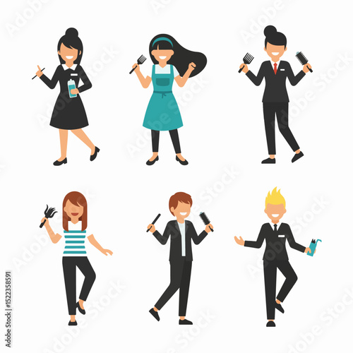 Stylists and beauty salon professionals isolated