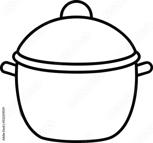 Classic Cooking Pot A Simple Line Drawing Illustration of Kitchenware
