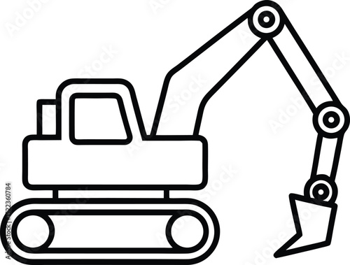 Excavator Illustration Heavy Equipment Outline Drawing