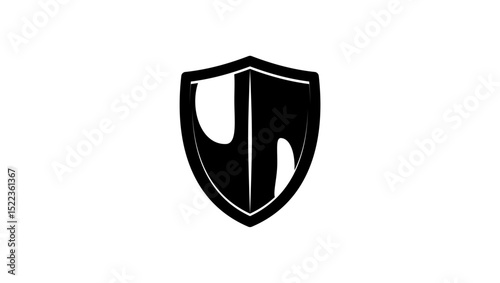 metal shield ,black isolated silhouette
