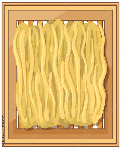 Traditional Asian Noodles on Bamboo Tray