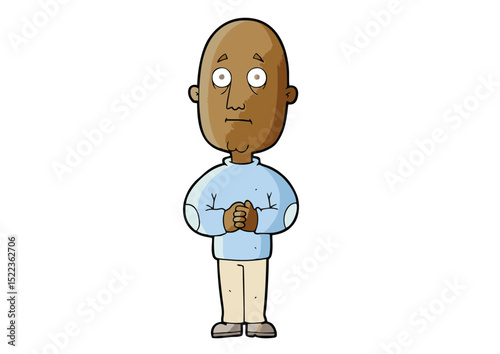 Worried Cartoon Man Illustration Anxious Expression, Concerned Character Design