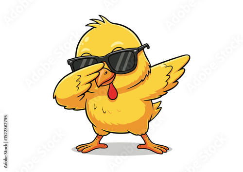 Cool Chick Dabbing A Fun Illustration of a Trendy Chicken Wearing Sunglasses