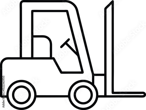 Forklift Illustration Industrial Vehicle Line Art Graphic