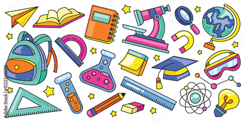 Set of hand drawn science and education element vector illustration