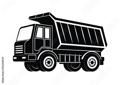 dump truck black silhouette vector on white backgr