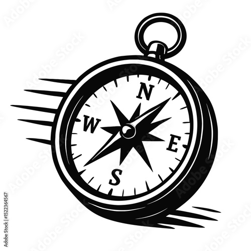Dynamic Compass with Speed Trails - Fast Navigation and Expedition Vector Icon