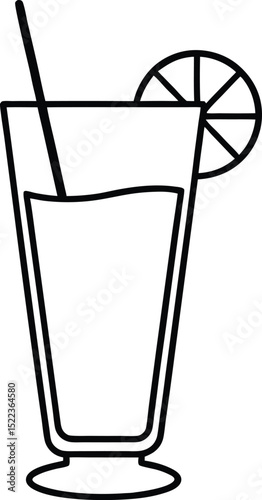 Refreshing Summer Citrus Drink Tall Glass with Straw and Lime