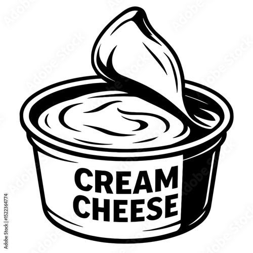 Open Cream Cheese Container - Dairy Spread and Breakfast Staple