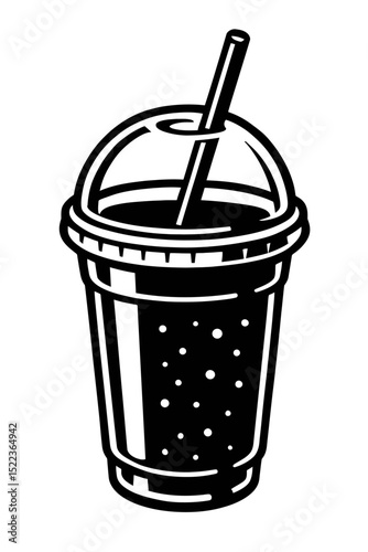 Bubble Tea or Smoothie Cup with Dome Lid and Straw - Refreshing Beverage