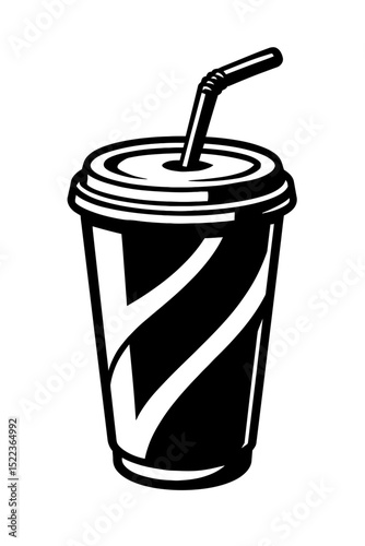 Refreshing Soft Drink Cup with Straw - Beverage and Fast Food Icon