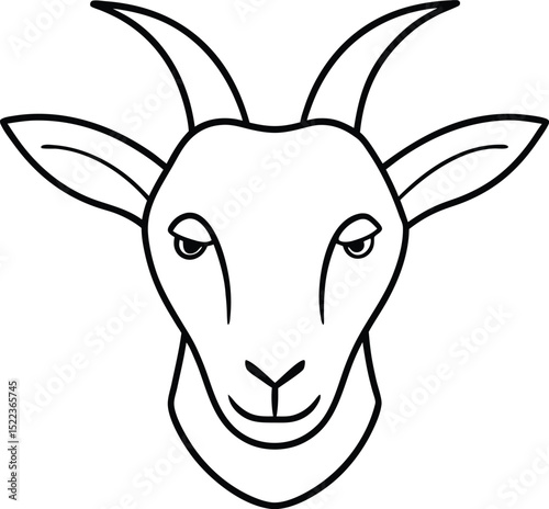 Majestic Goat Head Line Art Elegant Outline Drawing of a Goat