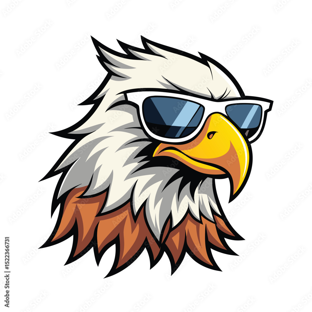 Obraz premium eagle head with sunglasse on white background